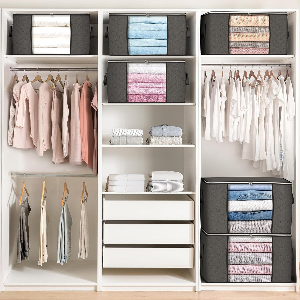 ¡¡Ahorra espacio!! Pack 4 Cajas Organizadoras de Ropa 90Lts