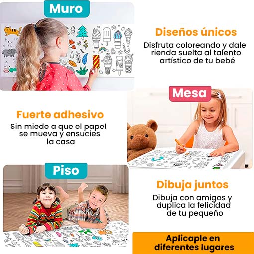🎨Rollo para Colorear - 3 metros de diversión que eliminaran las Pantallas!