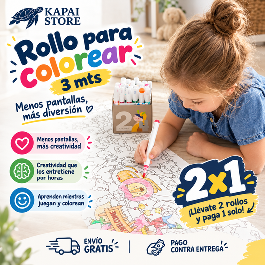 🎨Rollo para Colorear - 3 metros de diversión que eliminaran las Pantallas!