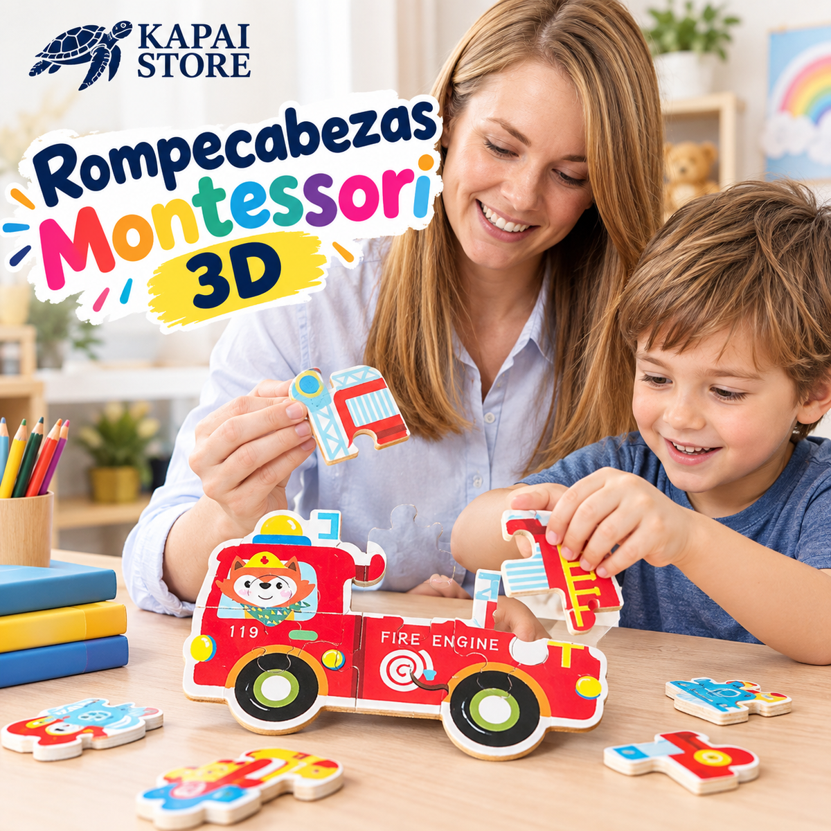 PUZZLE ROMPECABEZAS MONTESSORI 3D MEDIOS